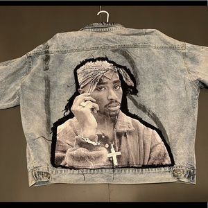 Tupac 2pac Jean Jacket Mens size X-Large